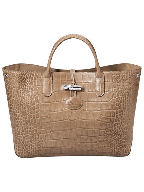 sac roseau longchamps imitation croco taille l